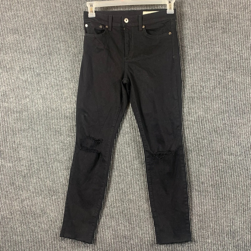 Pistola Jeans Womens 28 Black Denim Denim Skinny Distressed Fringe Stretch 28x26